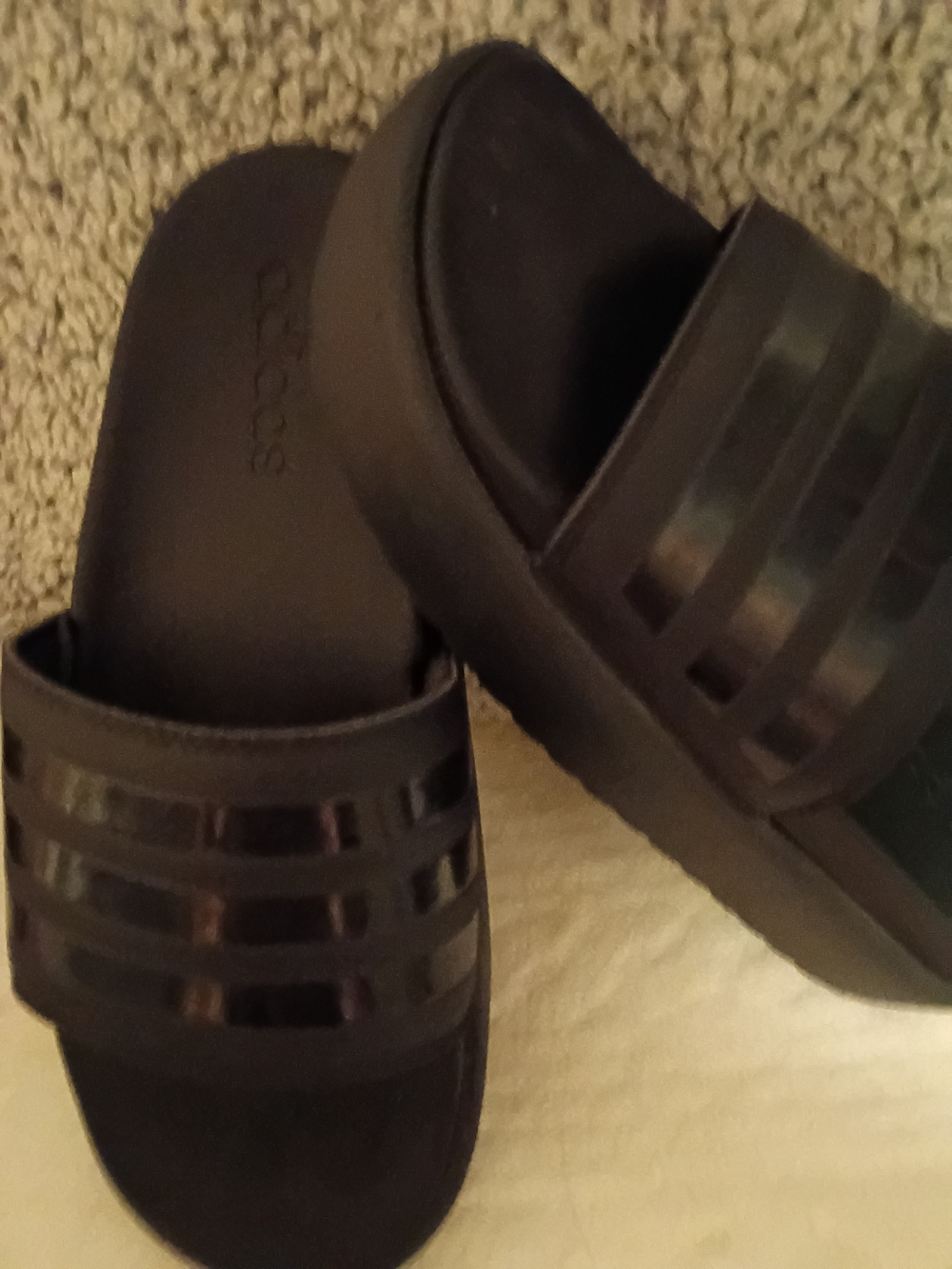 Adidas Men's Black Slide Sandals